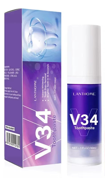 V34 Smile Teeth Whitening Toothpaste Mousse Remove Plaque Stains Cleaning Oral Hygiene Fresh Bad Breath Dental Tooth Care Tools