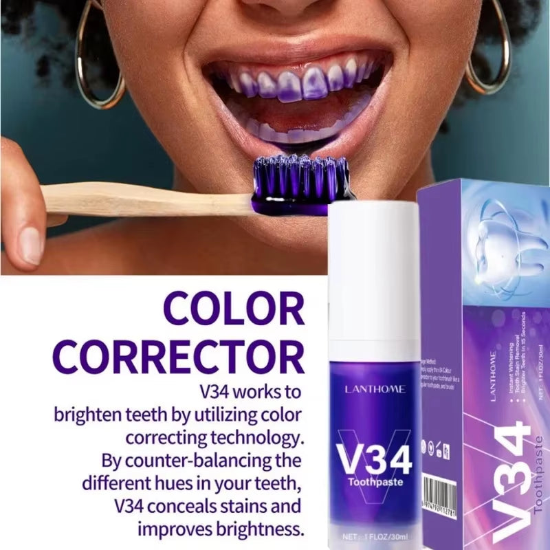 V34 Smile Teeth Whitening Toothpaste Mousse Remove Plaque Stains Cleaning Oral Hygiene Fresh Bad Breath Dental Tooth Care Tools